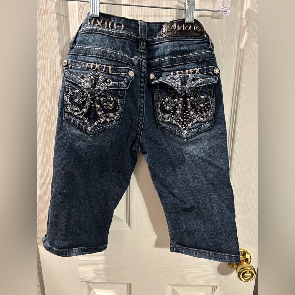 Juniors Size 1 Blue Embellished Jeans L. A. idol USA